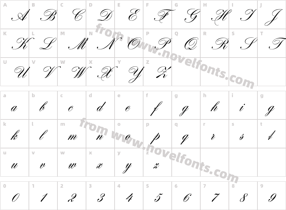 Hogarth Script DCharacter Map