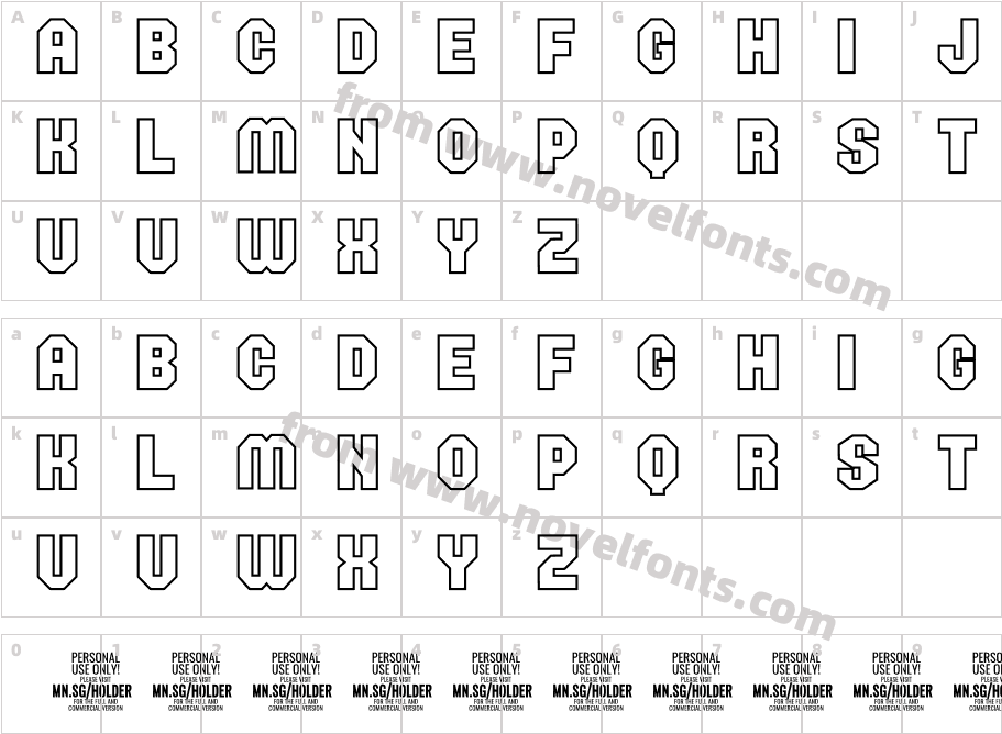 Holder Outline PERSONAL USE ONLCharacter Map