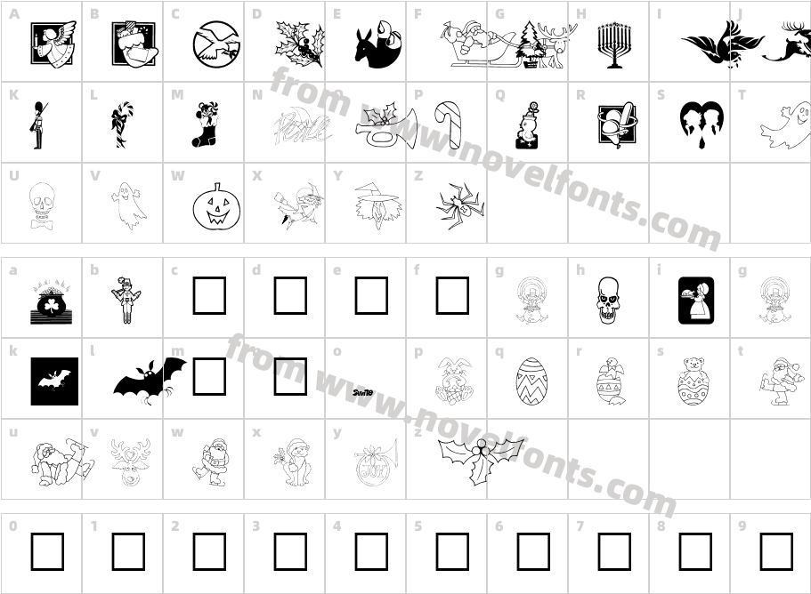 Holiday SymbolsCharacter Map