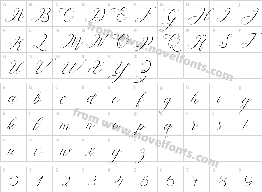 Holland Script RegularCharacter Map