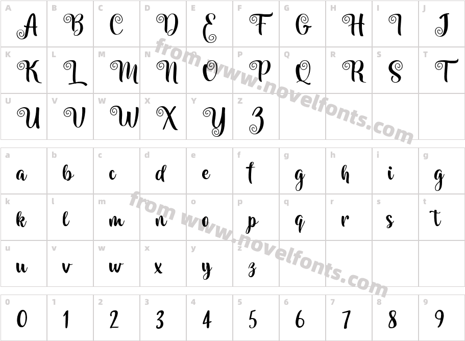 Homela RegularCharacter Map