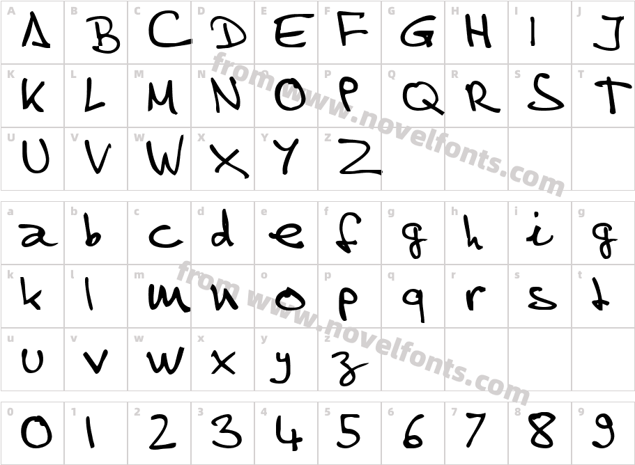 HomelyScriptSSK_BoldCharacter Map