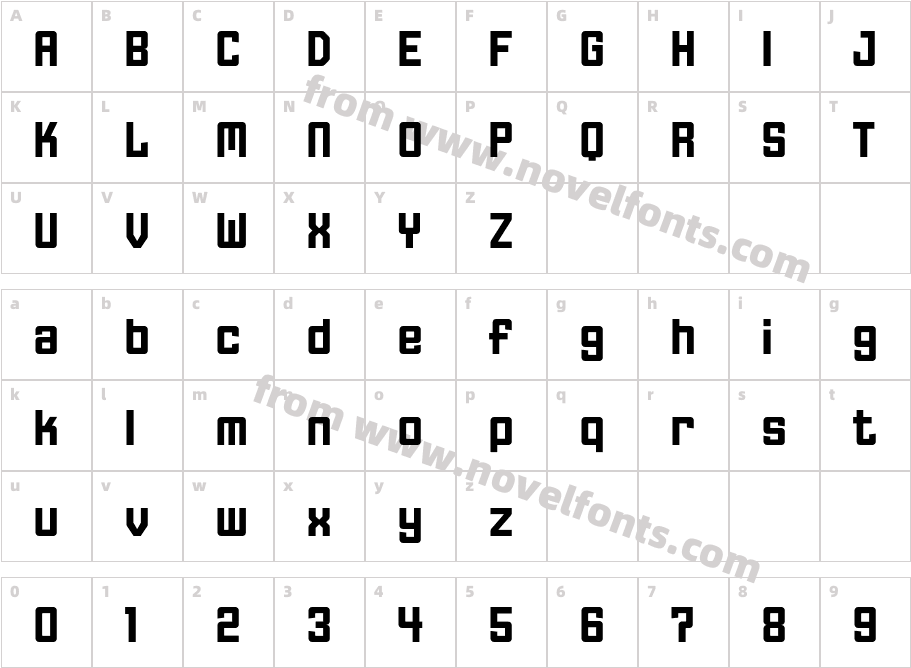 FFGothic-OneTwoCondensedCharacter Map