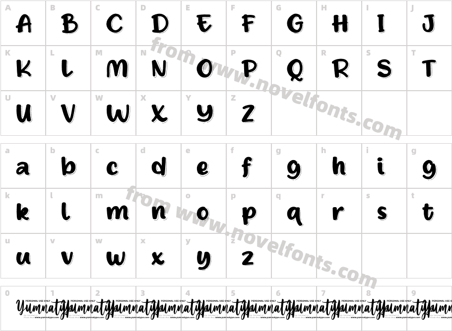 Honey Ponds Personal UseCharacter Map