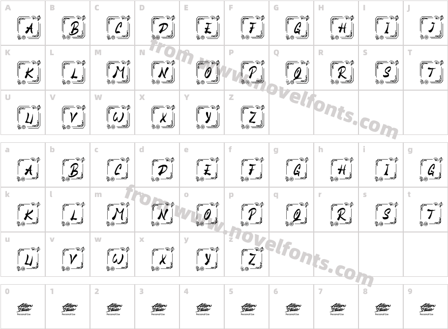 Honse Chinese MonogramCharacter Map