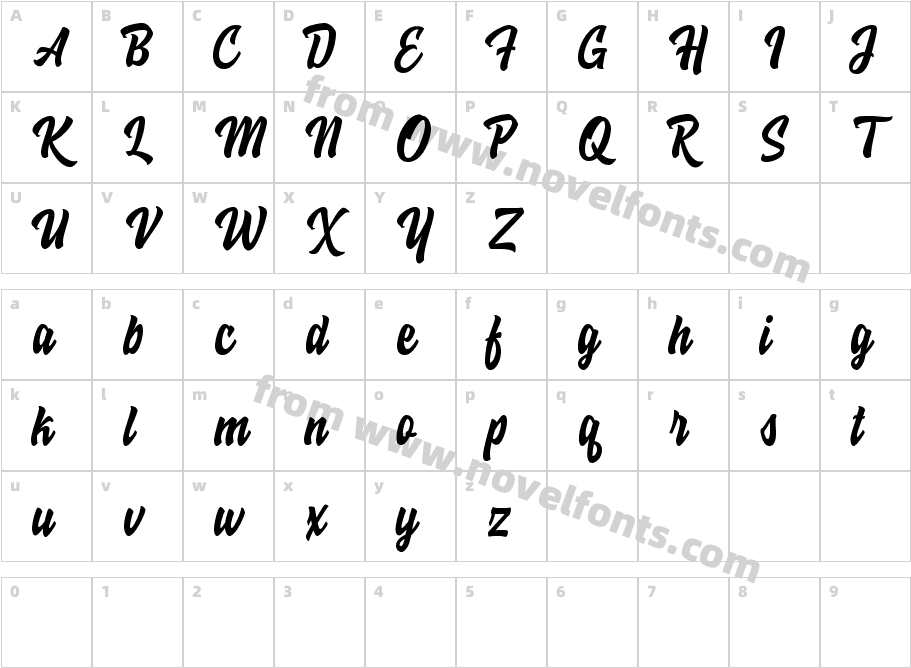 HoodsonScriptFreeDemo-RegularCharacter Map