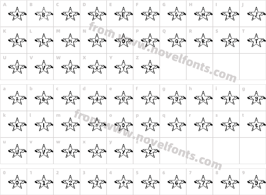 Hoshi FontCharacter Map