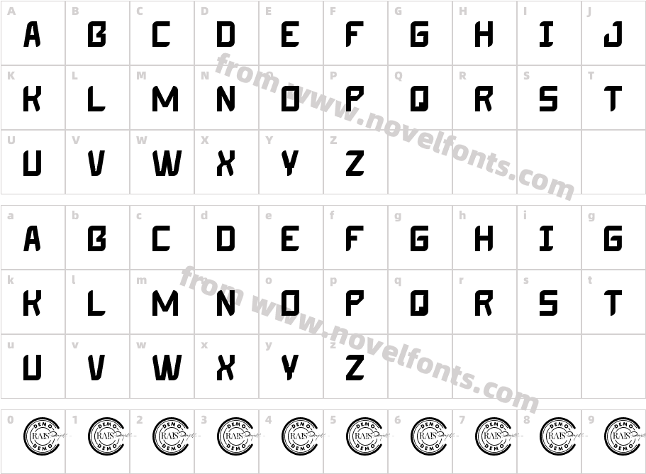 Hotfast Demo BoldCharacter Map