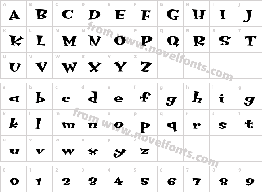 HotsyTotsy BoldCharacter Map