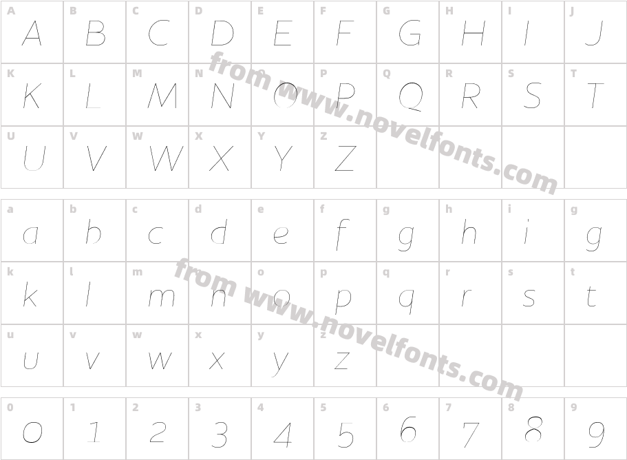 HouschkaAltThinItalicCharacter Map