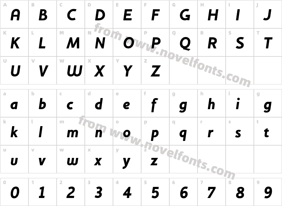 HouschkaBlackItalicCharacter Map