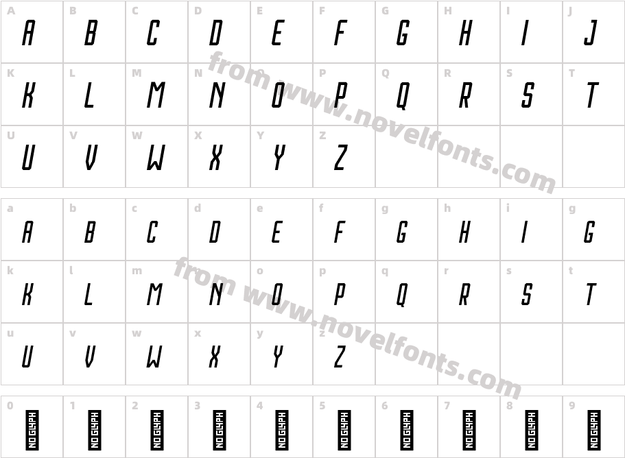 HoustonItalicRegularCharacter Map