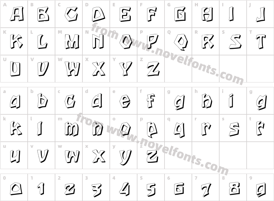 Houtsneeletter-ShadowCharacter Map