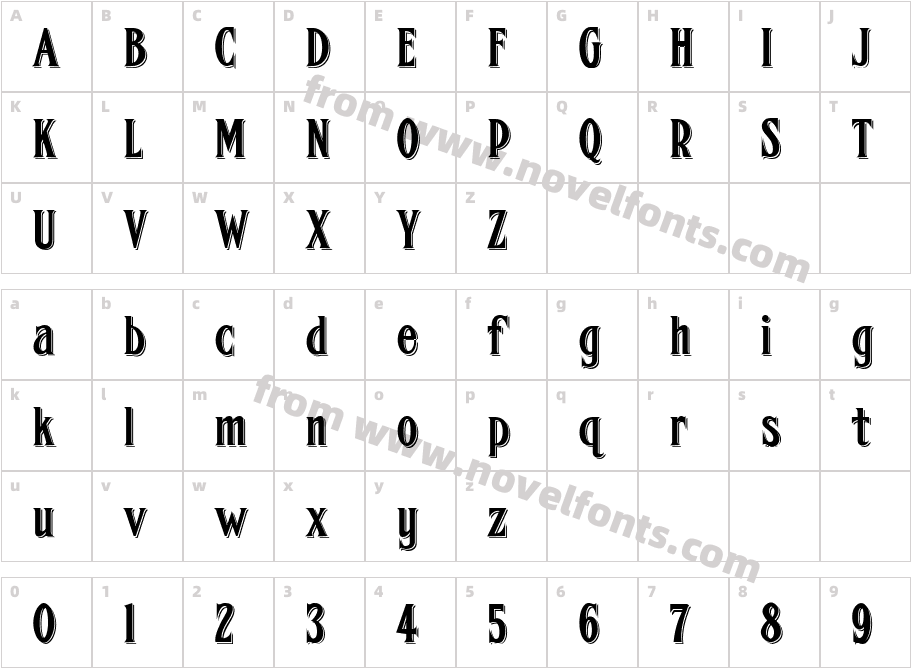 FHA Condensed French Shaded NCCharacter Map