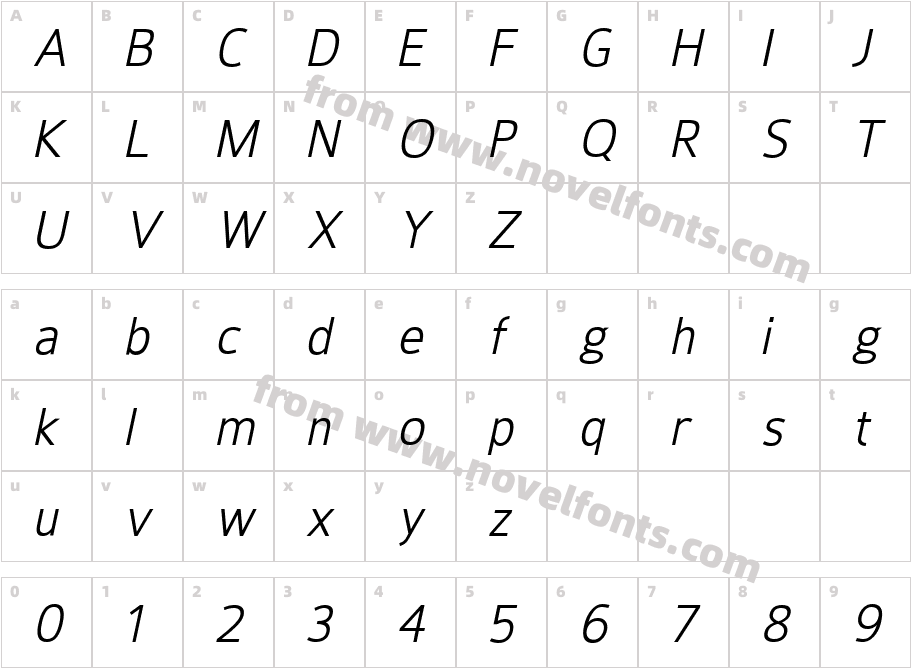 Hoxton-BookItalicCharacter Map
