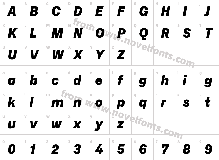 Hubot-Sans Black Semi ItalicCharacter Map