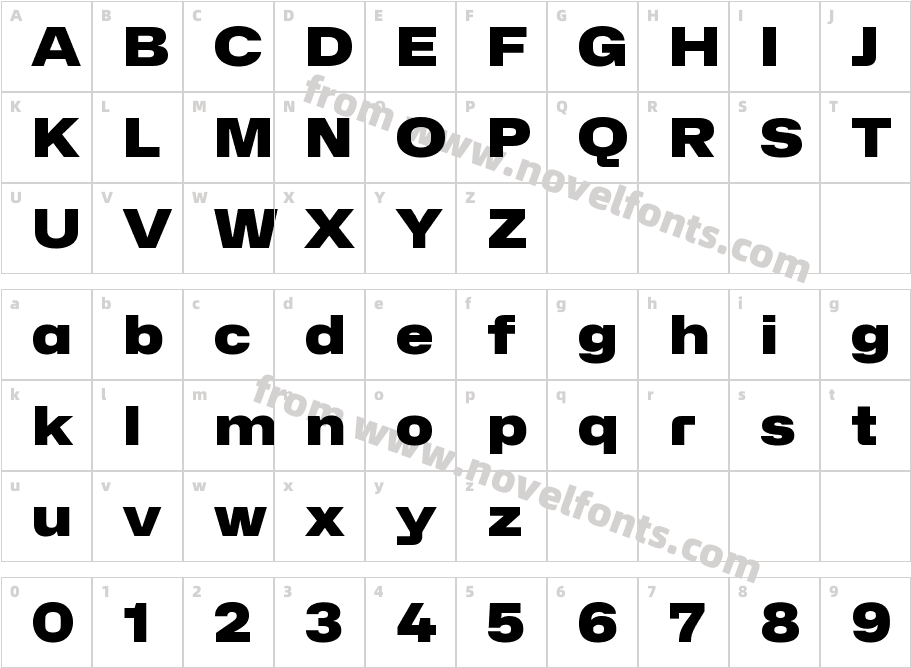 Hubot-Sans Black WideCharacter Map