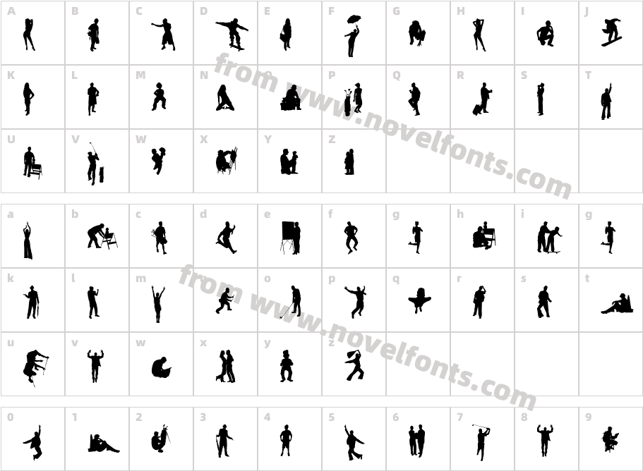 Human Silhouettes Free SevenCharacter Map