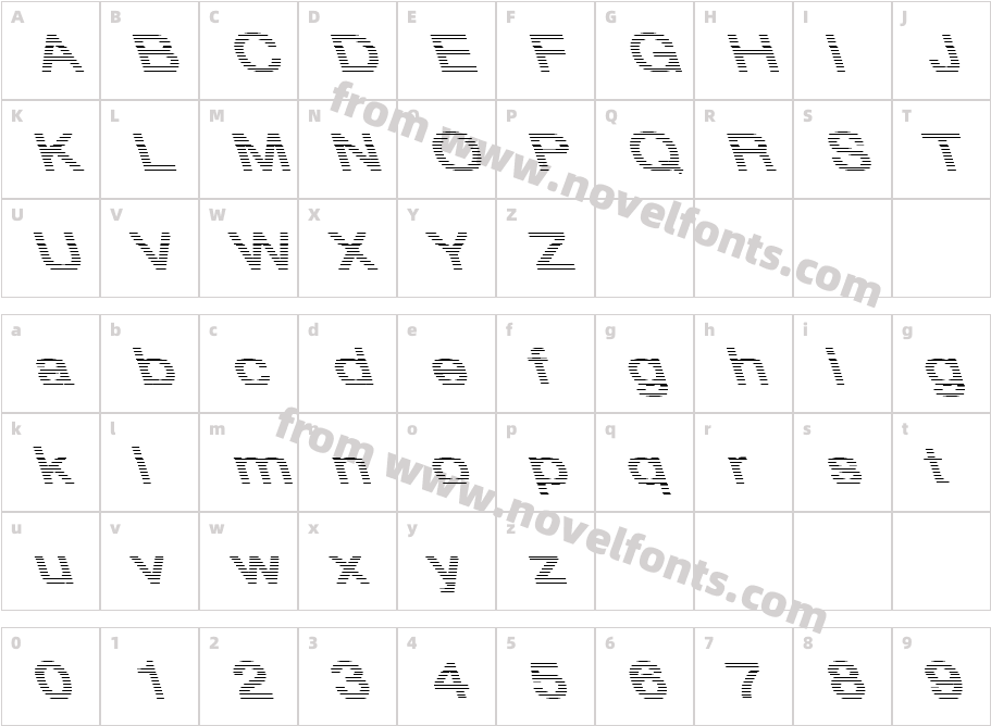 Hv Stripe-Extra Bold LeftyCharacter Map