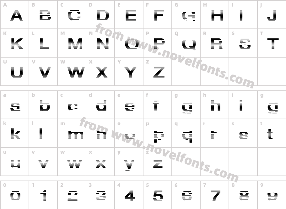 HvStripe-ExtraBold HollowCharacter Map