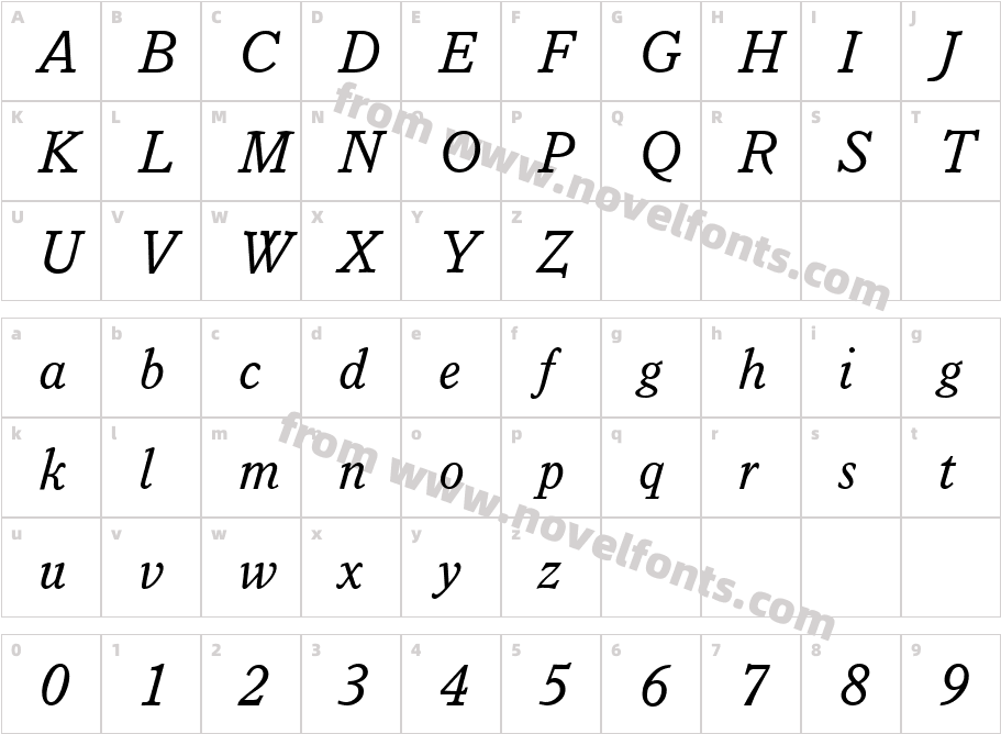 I832SlabItalicCharacter Map