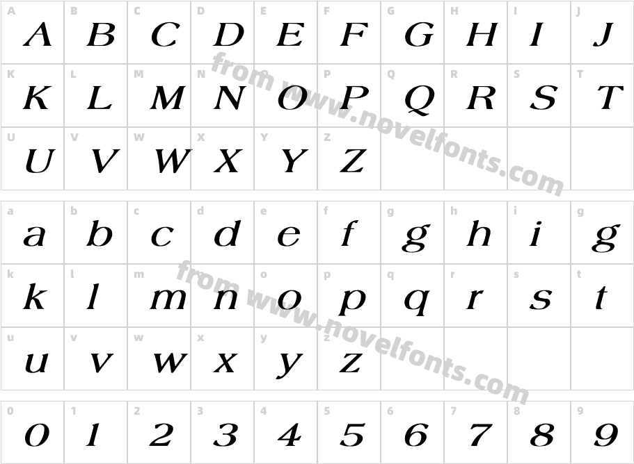 Agate Bold ItalicCharacter Map