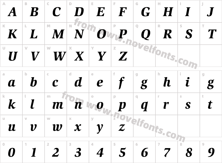 ITC Slimbach Std BlackCharacter Map