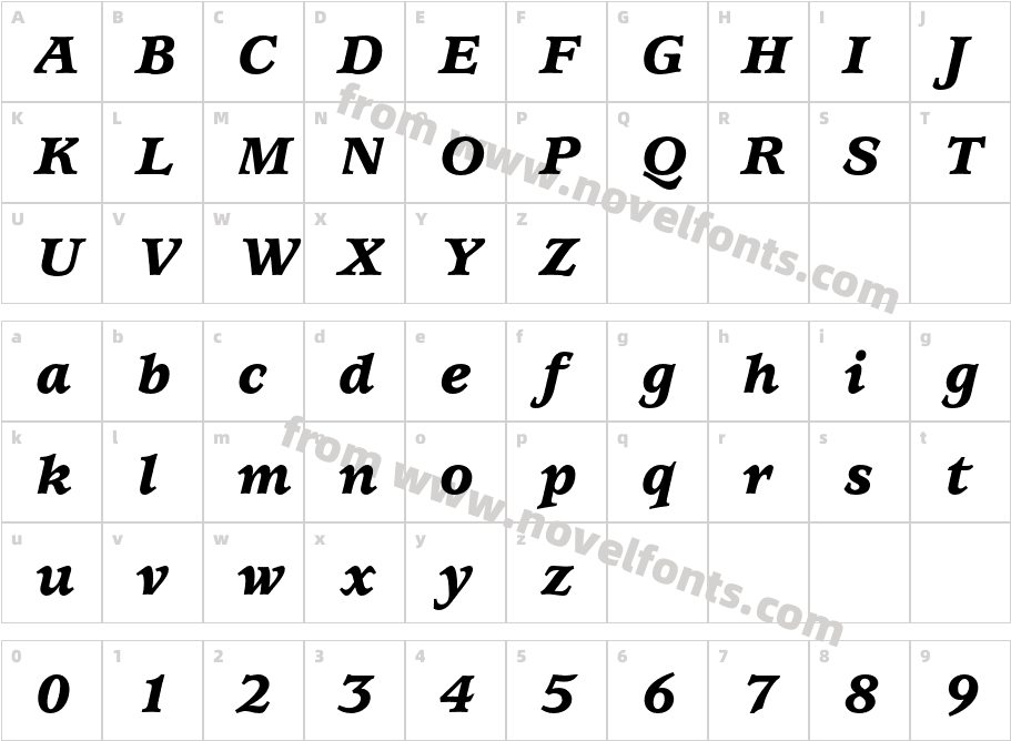 ITC Usherwood Std BlackCharacter Map