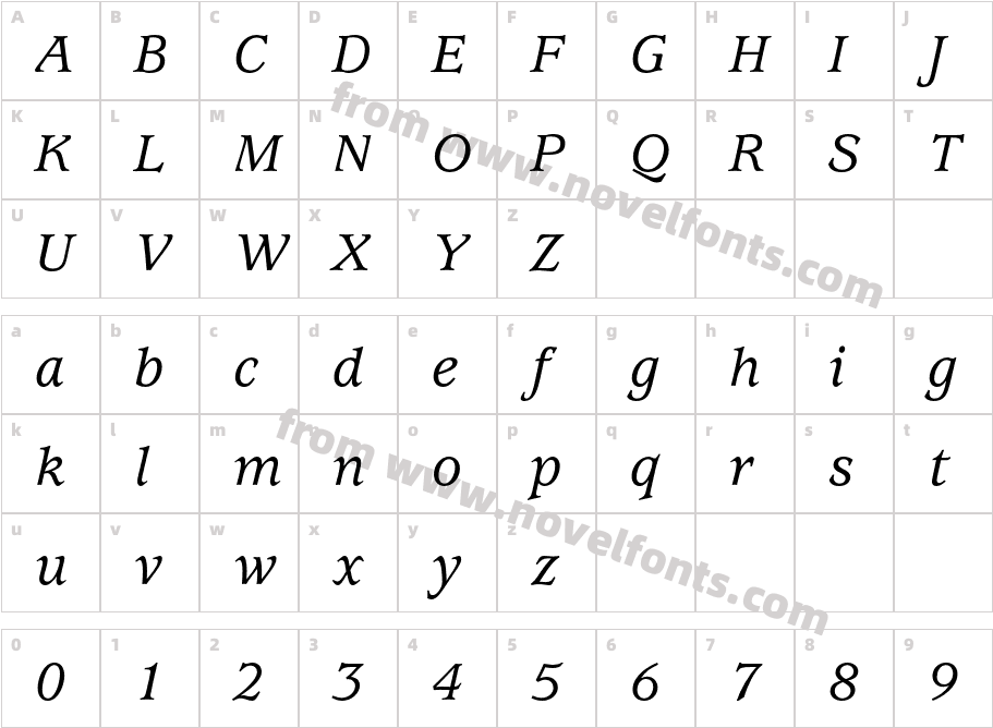 ITC Usherwood Std MediumCharacter Map