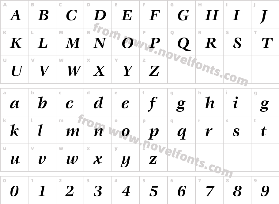 ITC Veljovic Std BookCharacter Map