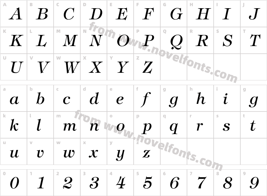 ITC-Tiffany-Std-Medium-Italic_24827Character Map