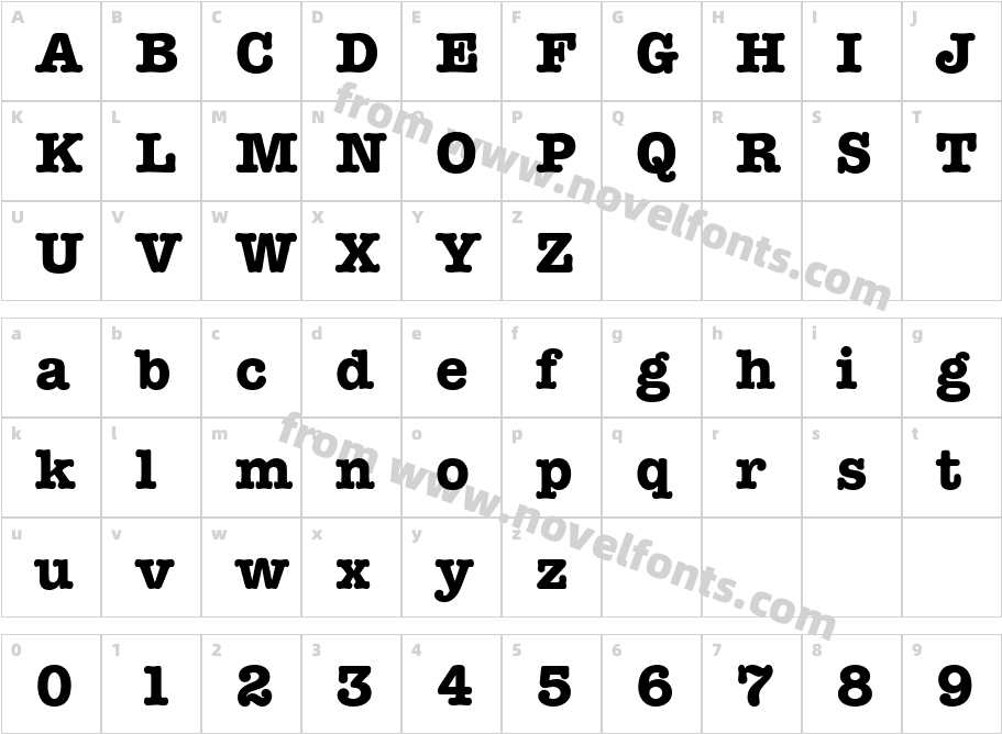 ITCAmericanTypewriterCharacter Map