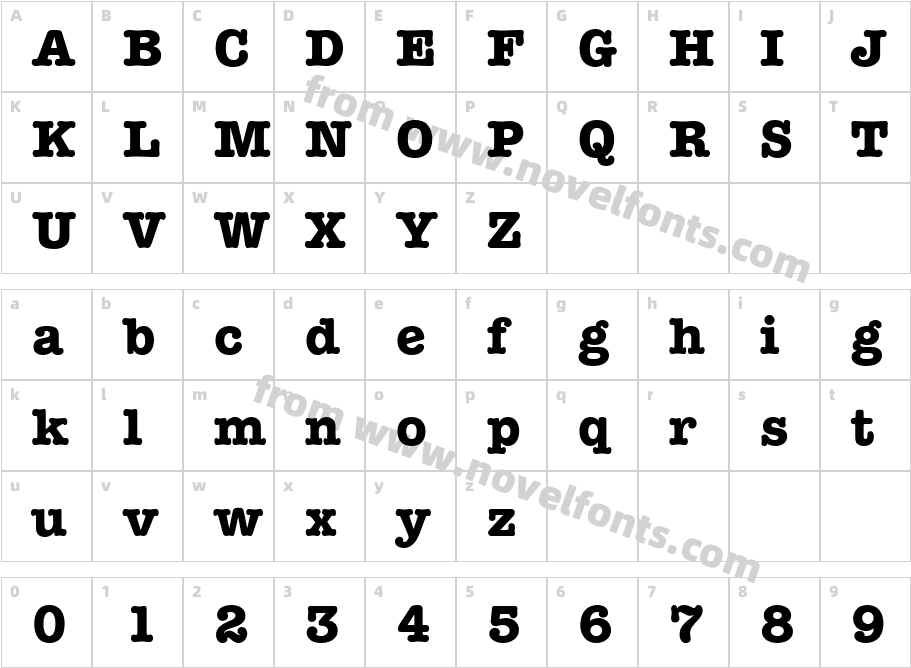 ITCAmericanTypewriterAlternateCharacter Map