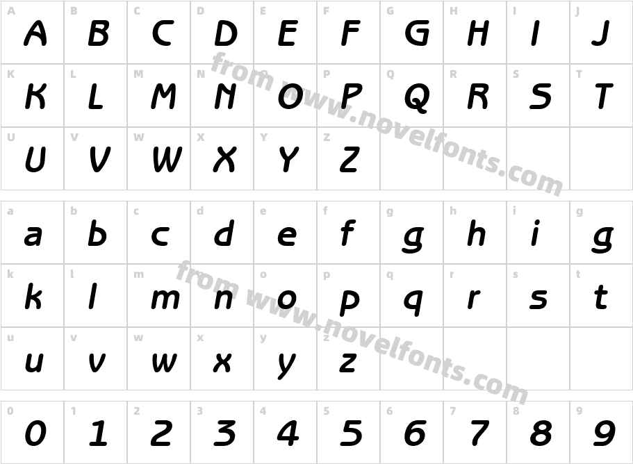 ITCBenguiatGothicBold_ObliqueCharacter Map