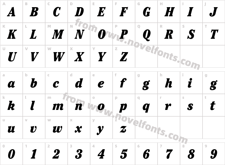 ITCCheltenhamUltraCondensed_ItalicCharacter Map