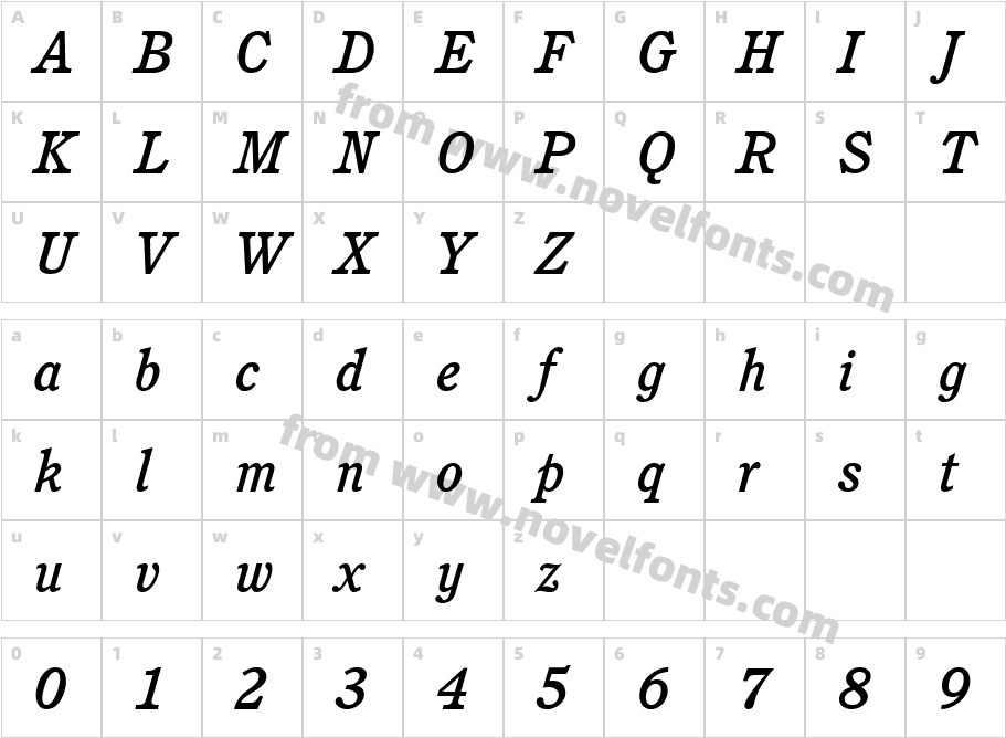 ITCCushingMedium_ItalicCharacter Map