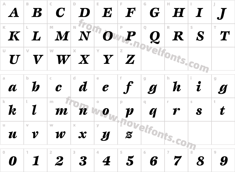 ITCEspritBlack_ItalicCharacter Map