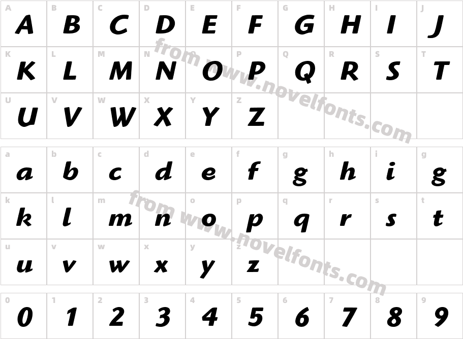 ITCHighlanderBold_ItalicCharacter Map