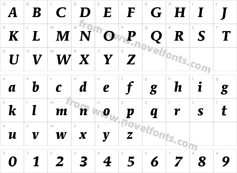 ITCMendozaRoman LT BookCharacter Map