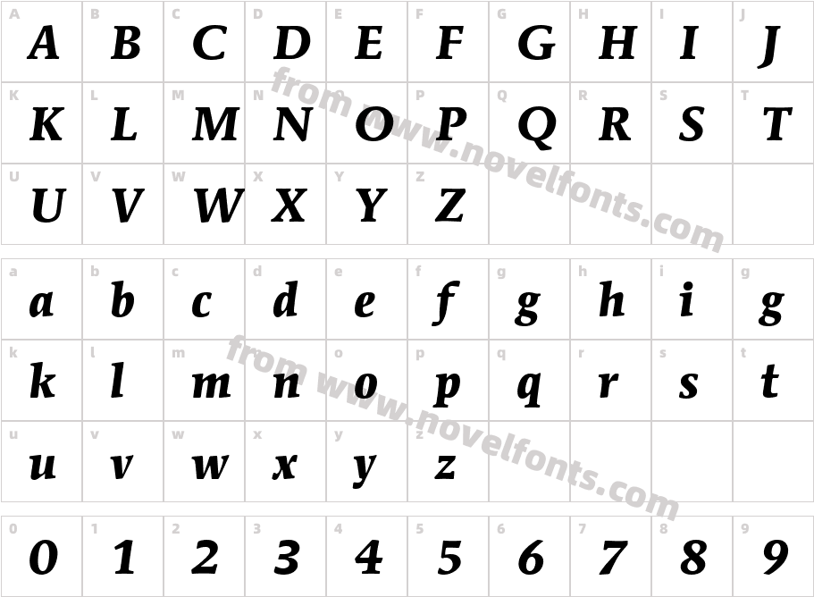 ITCMendozaRomanBold_ItalicCharacter Map