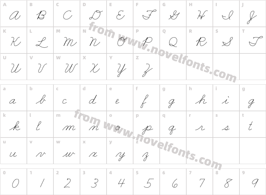 FRB American CursiveCharacter Map