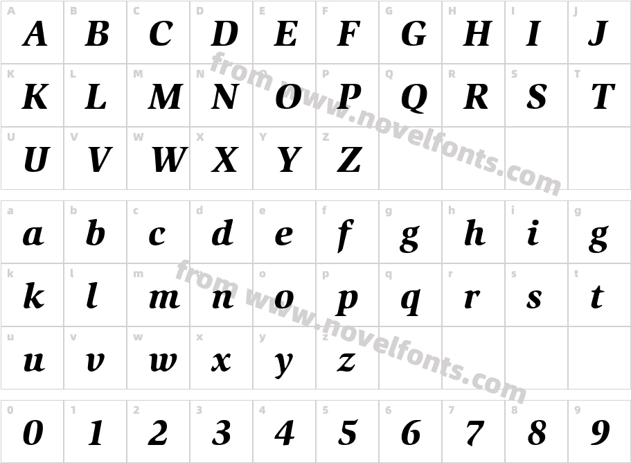 ITCSlimbachBlack_ItalicCharacter Map