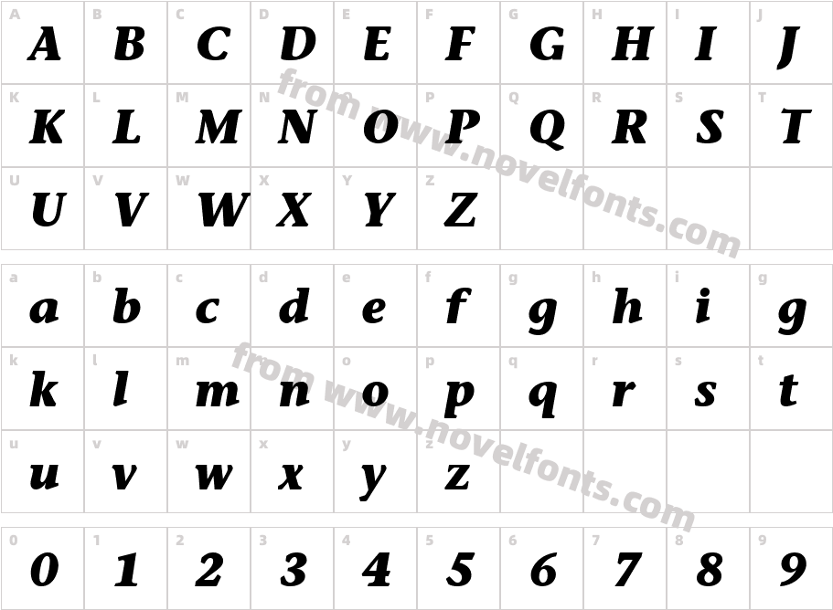 ITCStoneInformalBold_ItalicCharacter Map