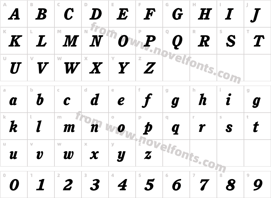 ITC_Cushing_LT_Heavy_ItalicCharacter Map