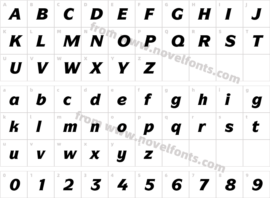 ITC_Symbol_LT_Black_ItalicCharacter Map