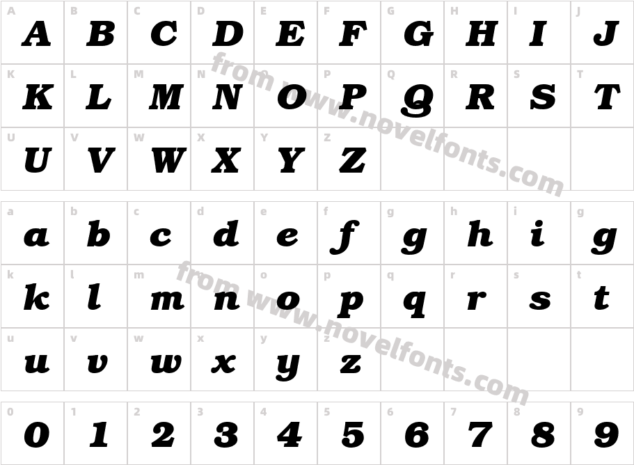 ITCmanBoldBook_ItalicCharacter Map