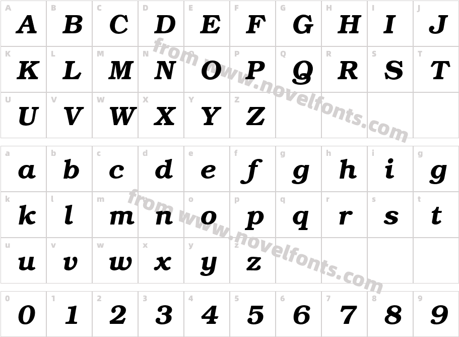 ITCmanDemiBook_ItalicCharacter Map