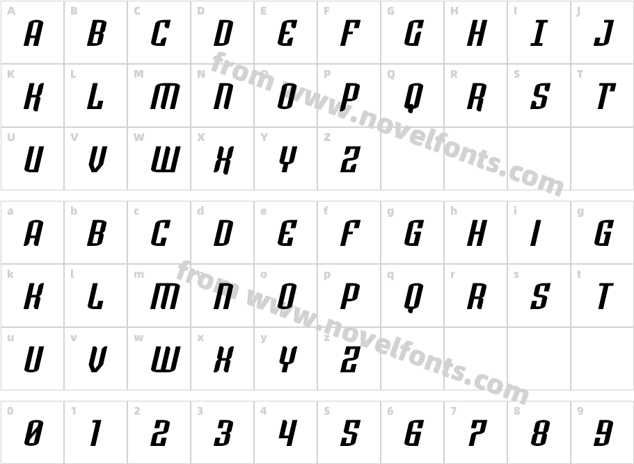 Icewave Expanded ItalicCharacter Map