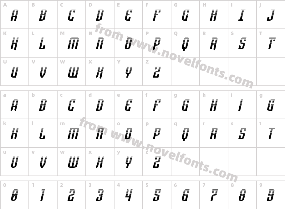 Icewave Halftone ItalicCharacter Map