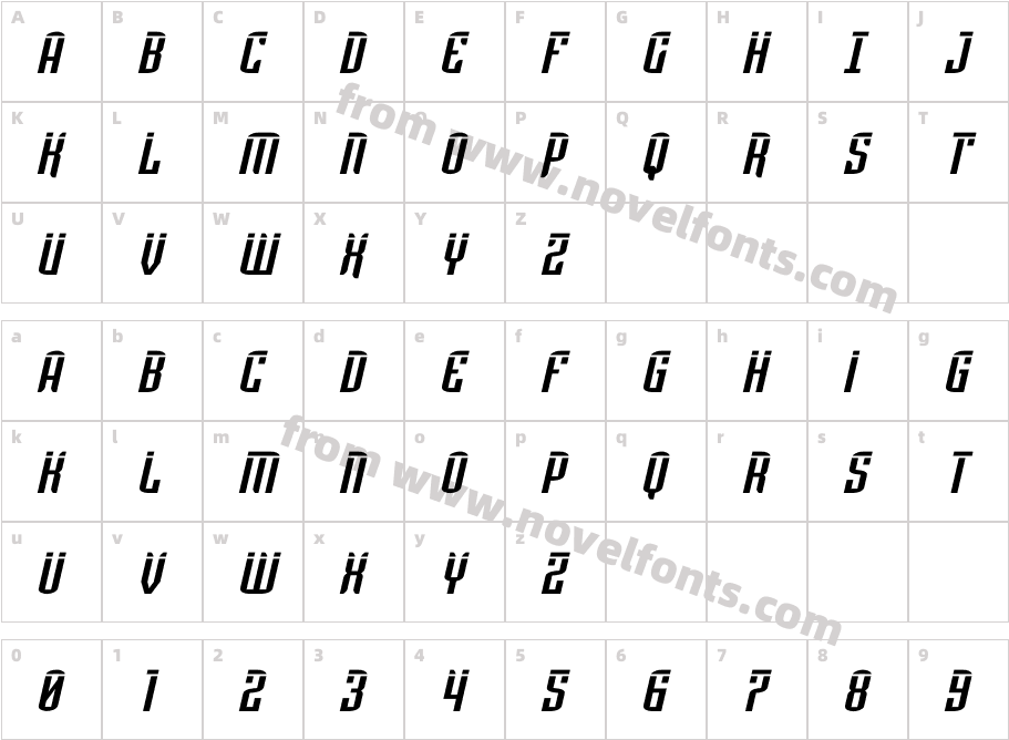 Icewave Laser ItalicCharacter Map